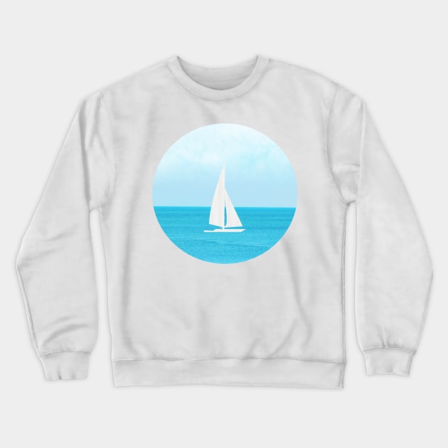 Tranquility - White sailboat Sailing in pretty blue waters Crewneck Sweatshirt by Star58